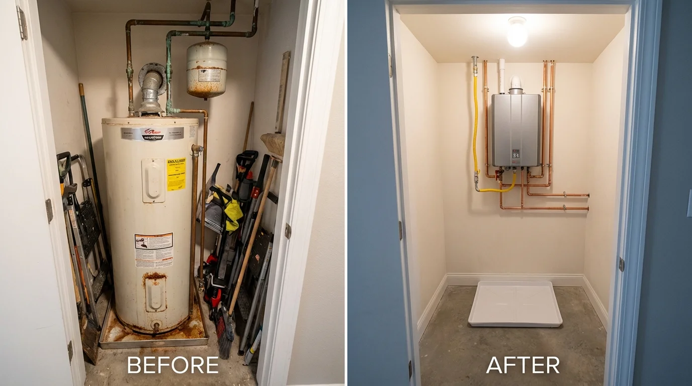 Tank water heater versus wall-mounted tankless unit comparison for London, KY homeowners